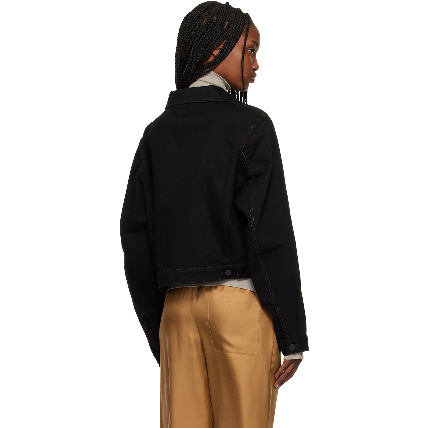  Lemaire Black Cropped Blouson Denim Jacket 