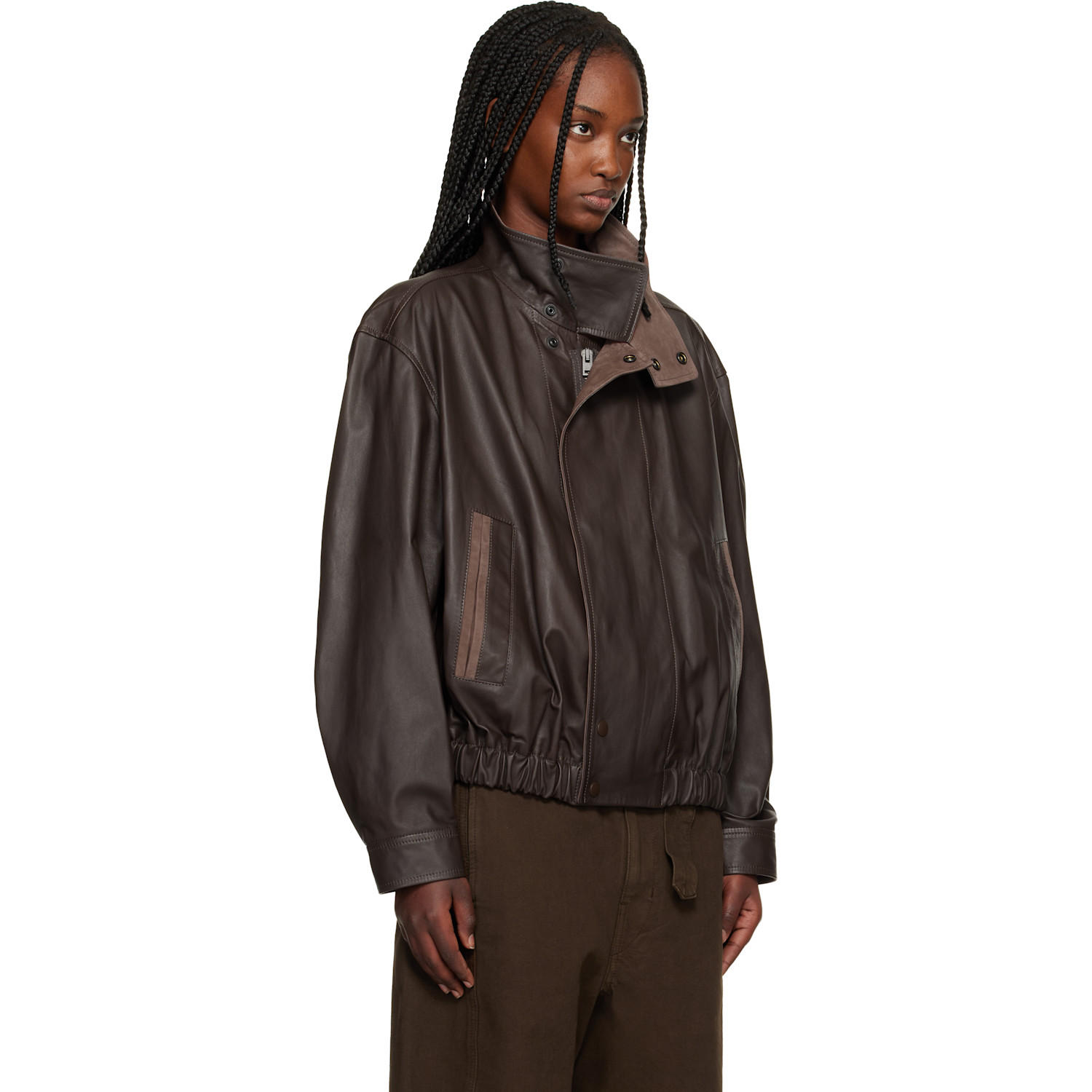  Lemaire Brown Soft Blouson Leather Jacket 