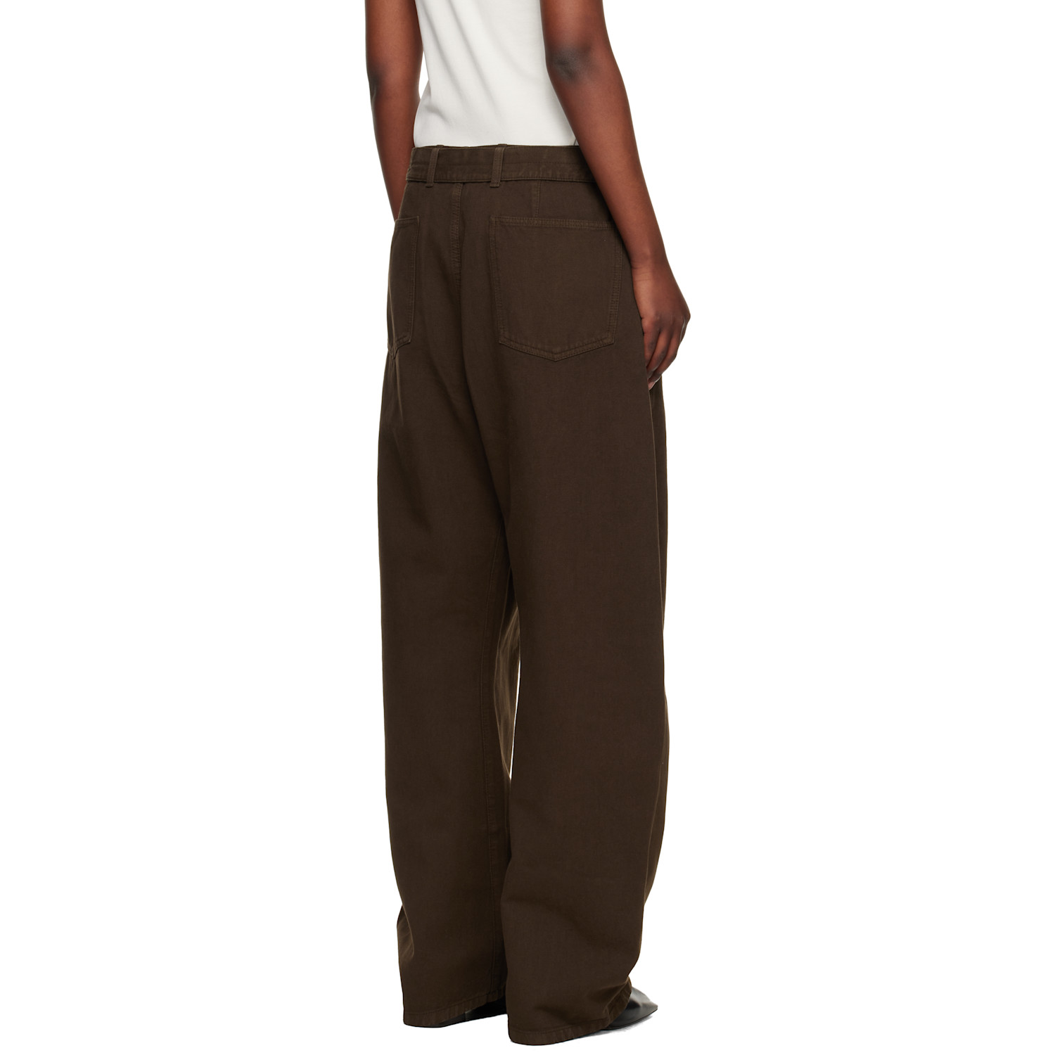  Lemaire Brown Twisted Belted Jeans 