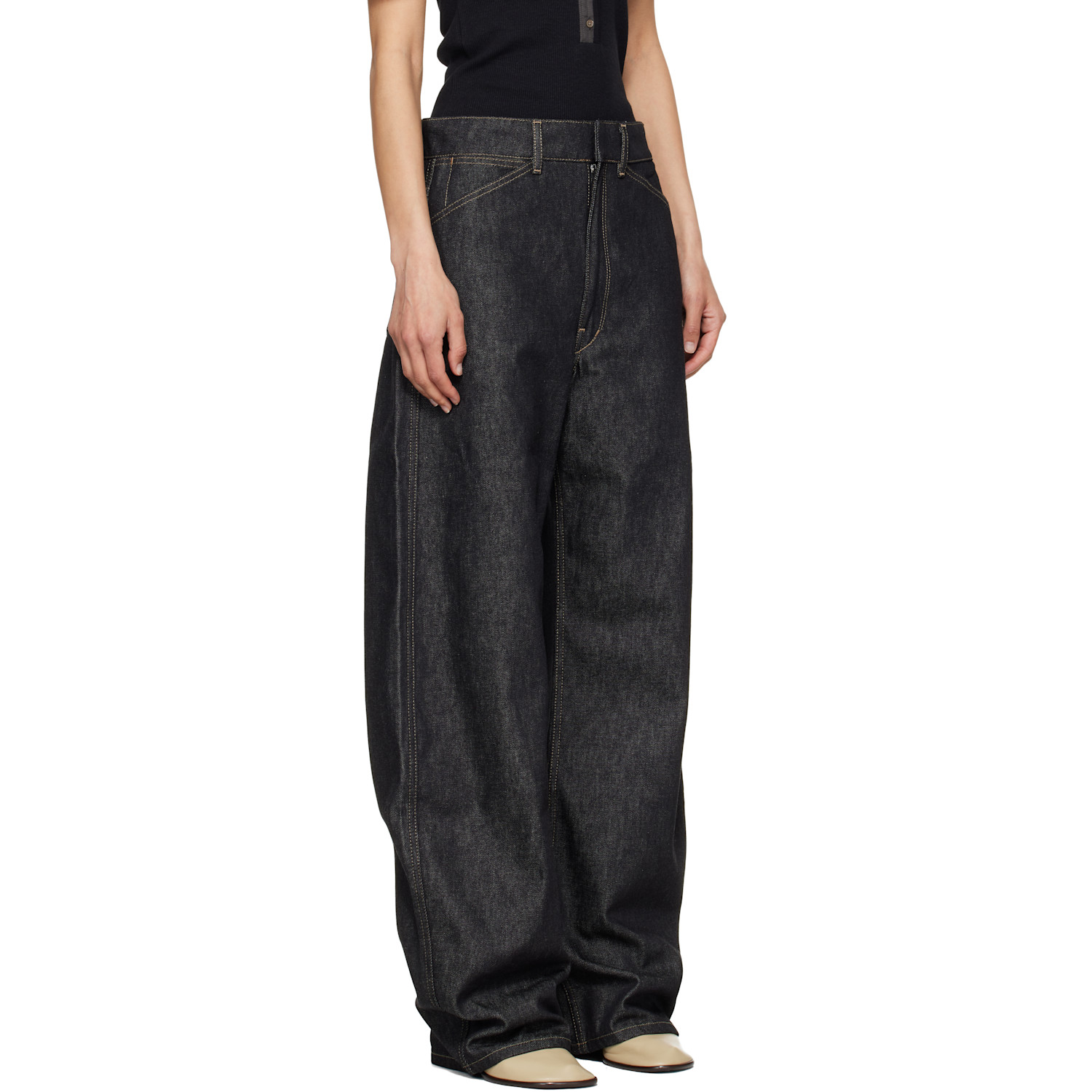  Lemaire Gray High Waisted Curved Jeans 