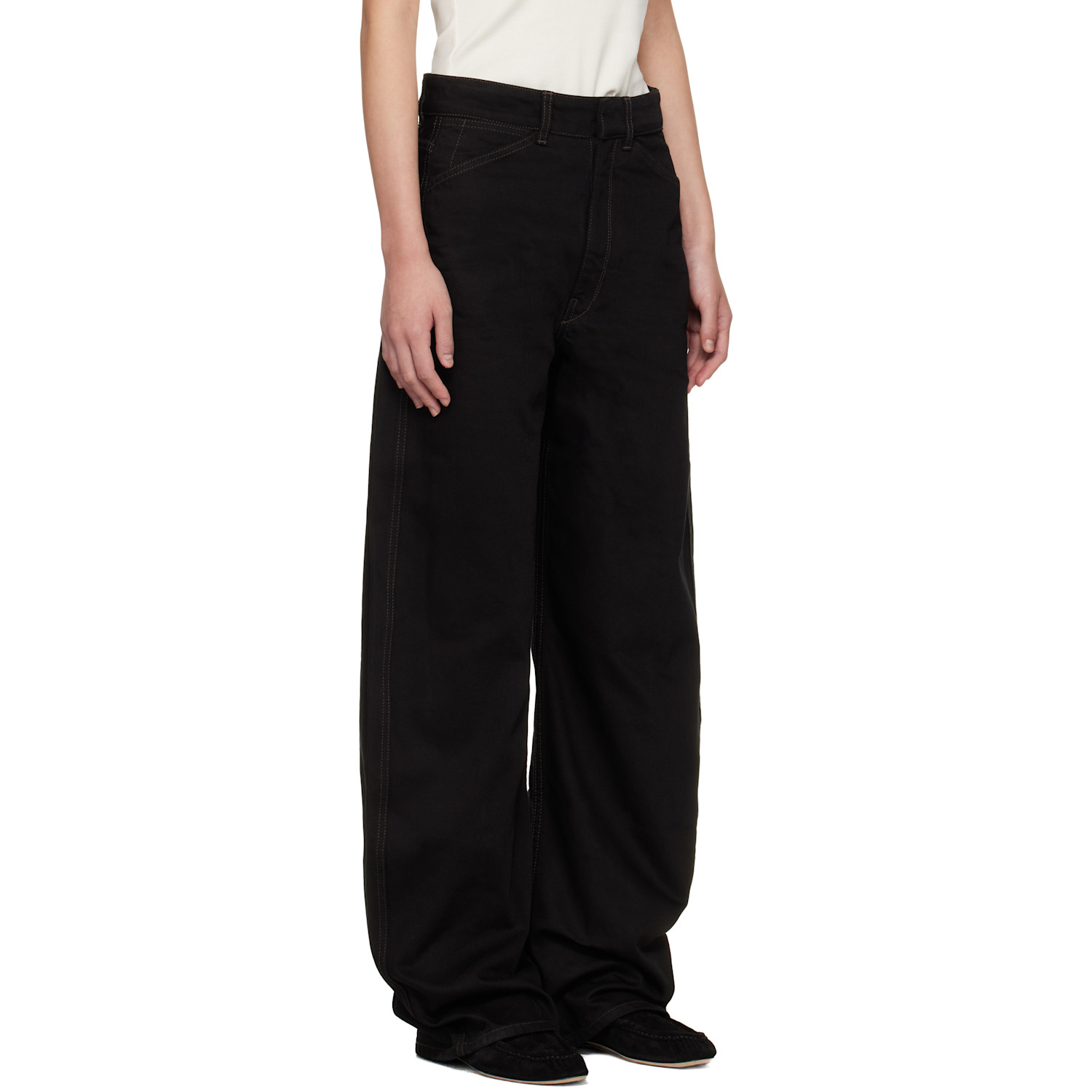  Lemaire Black High Waisted Curved Jeans 