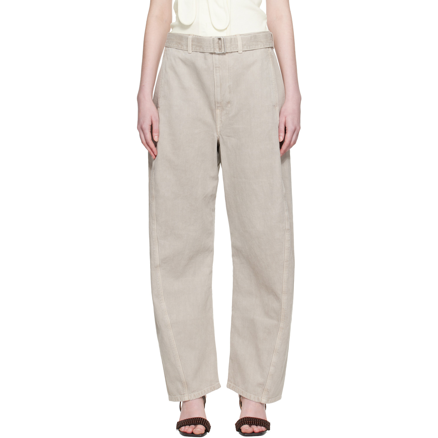 LEMAIRE Gray Twisted Belted Trousers