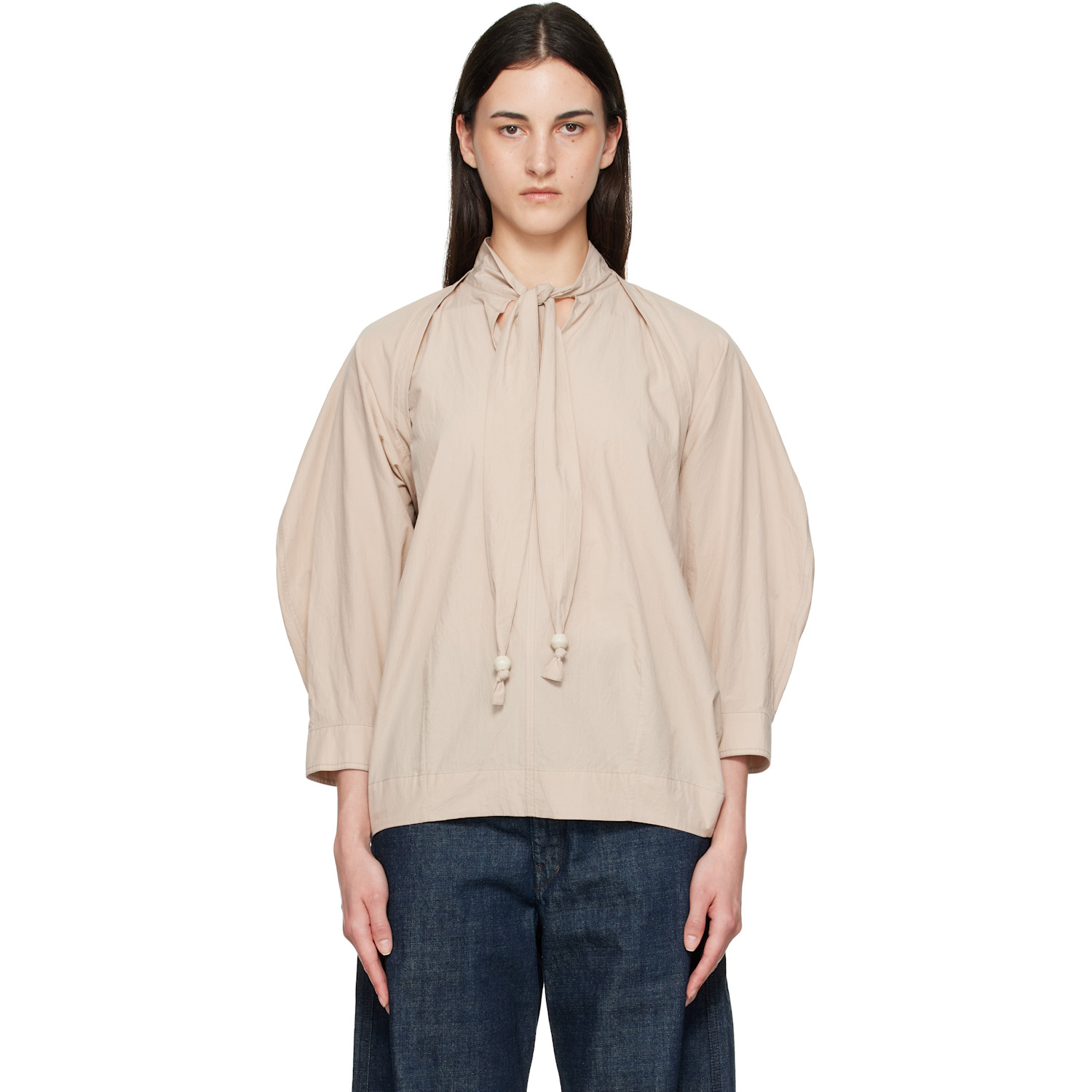 LEMAIRE Beige Scarf Blouse