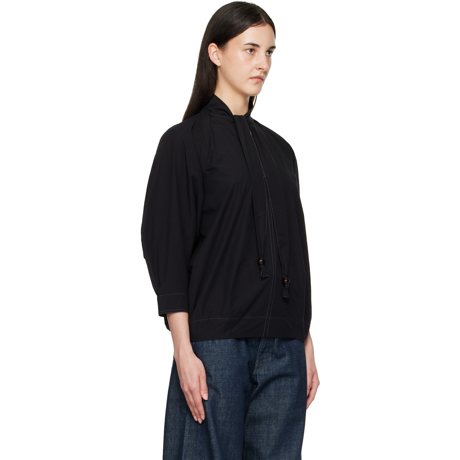  Lemaire Black Scarf Blouse 