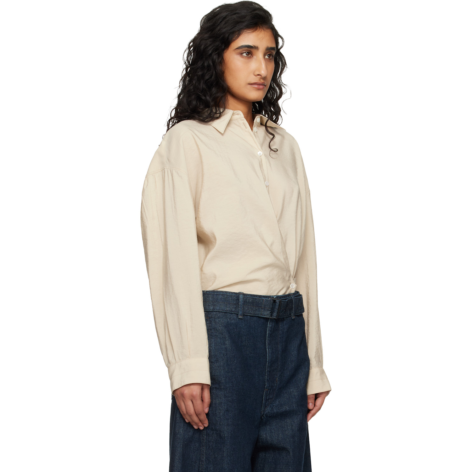  Lemaire Beige Straight Collar Twisted Shirt 