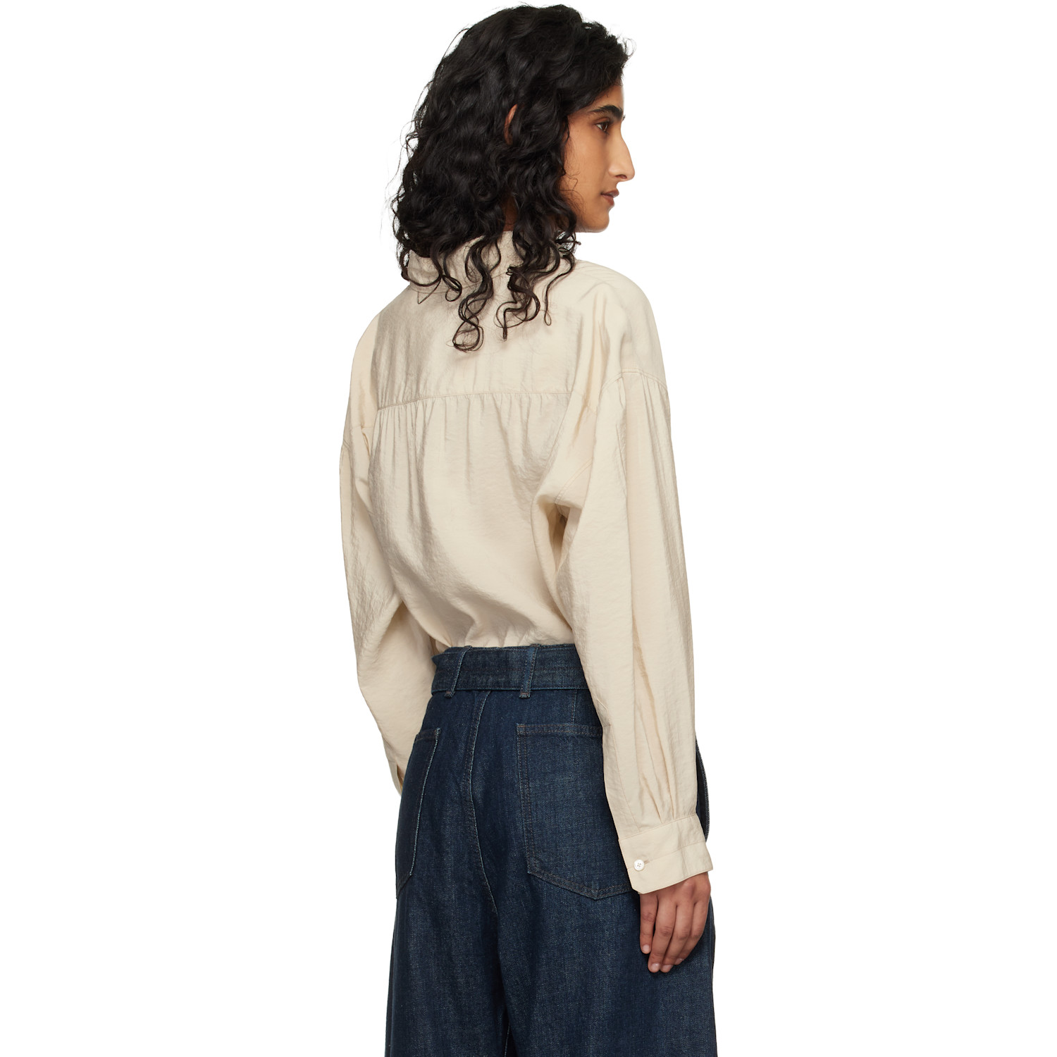  Lemaire Beige Straight Collar Twisted Shirt 