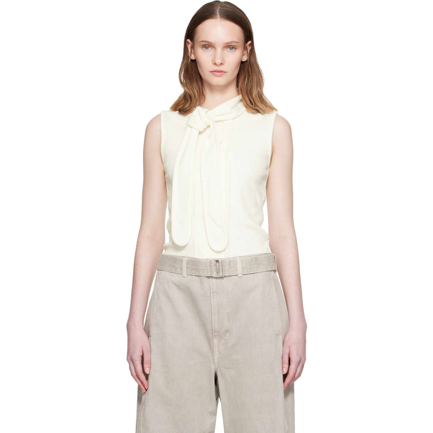 LEMAIRE Off-White Asymmetrical Fitted Tank Top