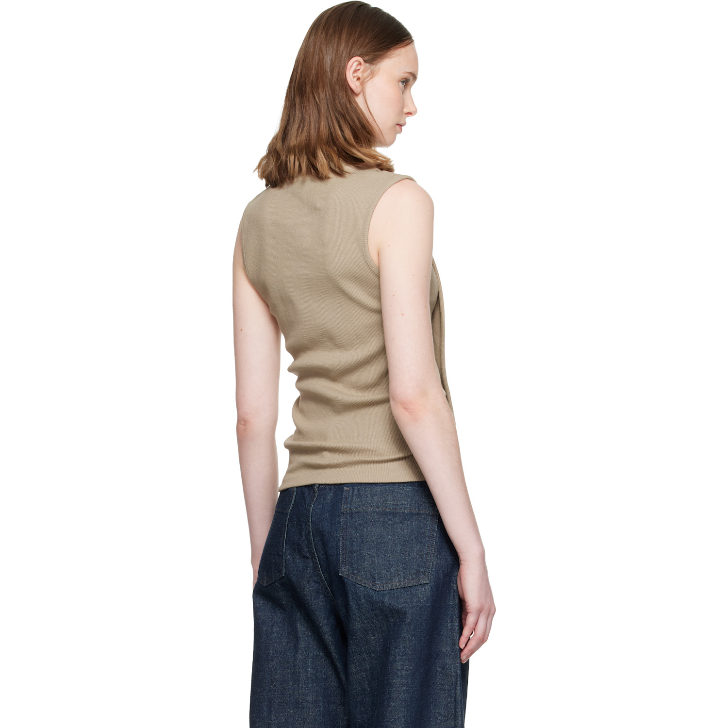  Lemaire Beige Asymmetrical Fitted Tank Top 