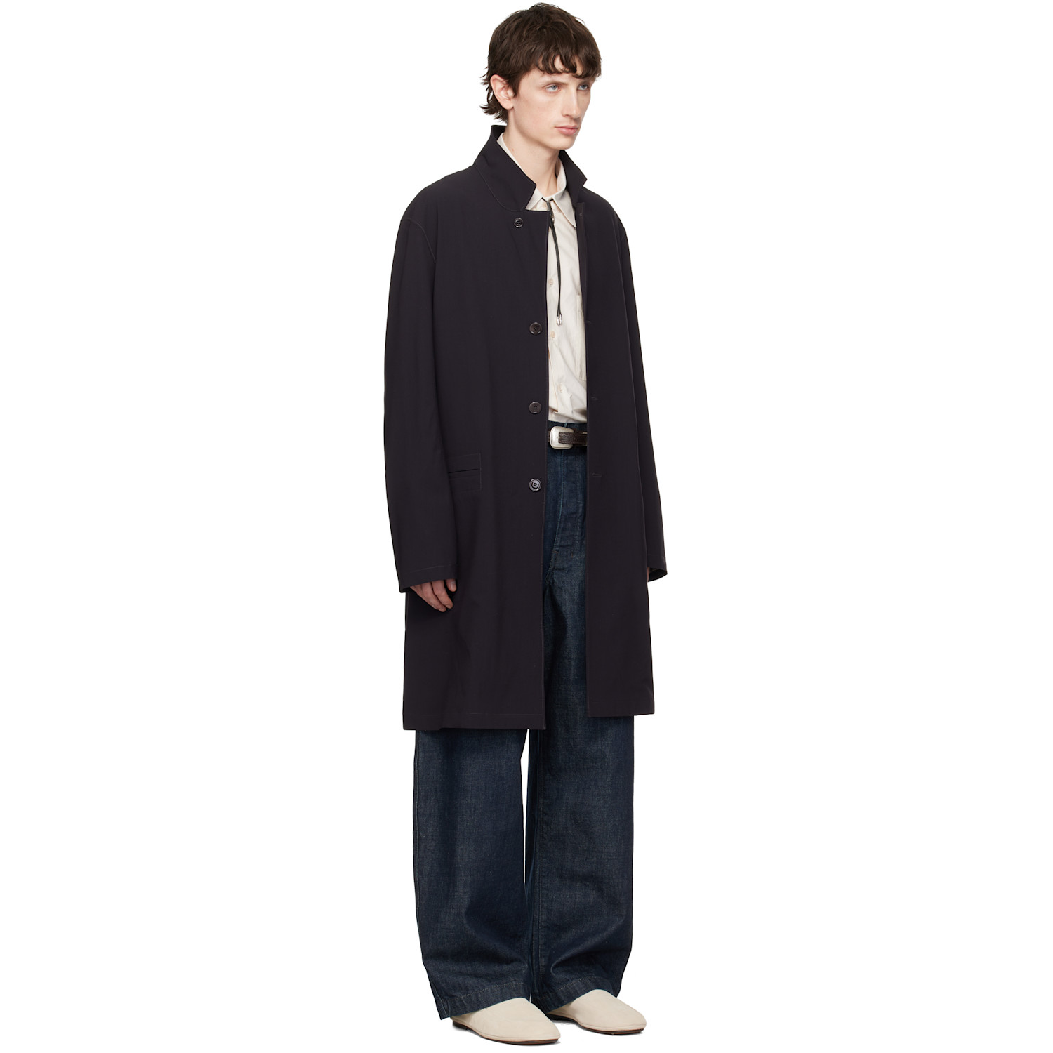  Lemaire Black Soft Suit Wool Crepe Coat 