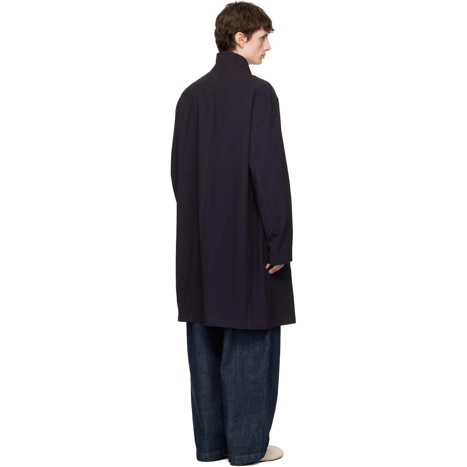  Lemaire Black Soft Suit Wool Crepe Coat 