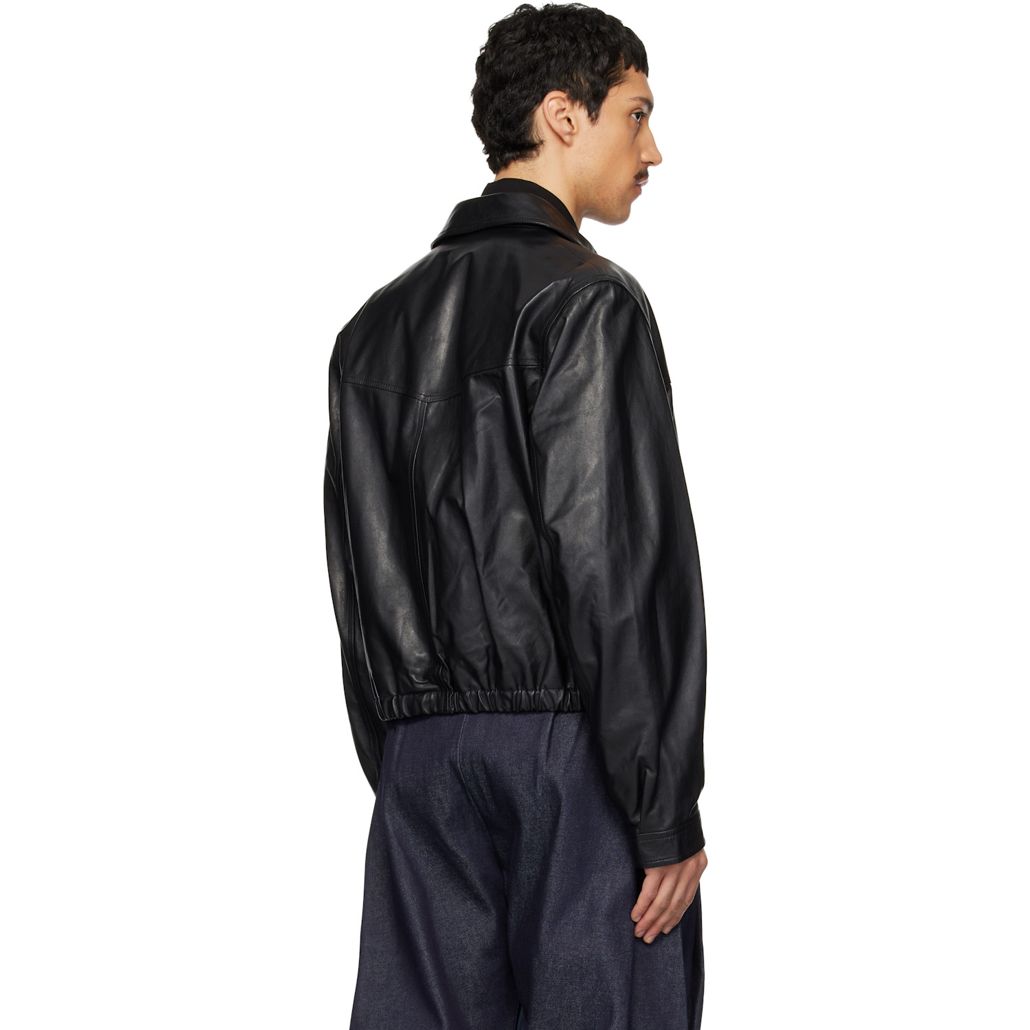  Lemaire Black Leather Biker Jacket 