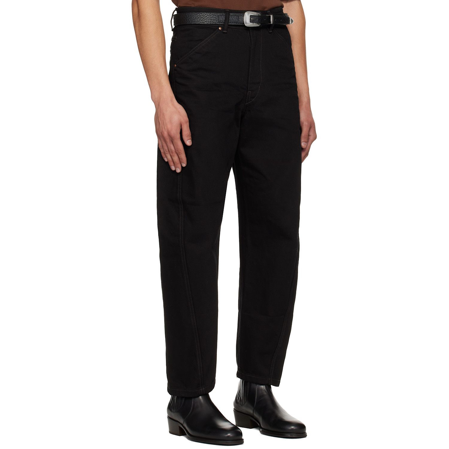  Lemaire Black Twisted Workwear Jeans 