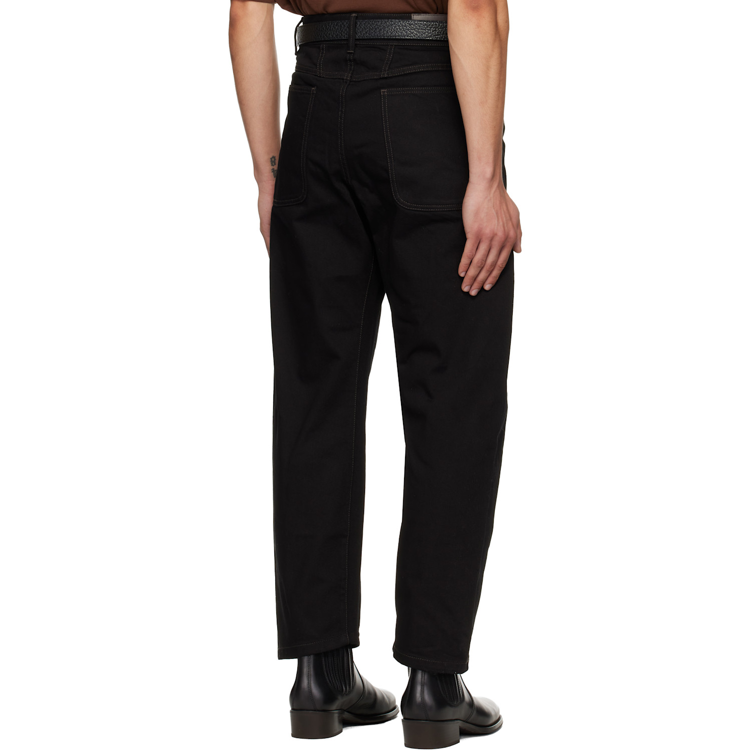  Lemaire Black Twisted Workwear Jeans 