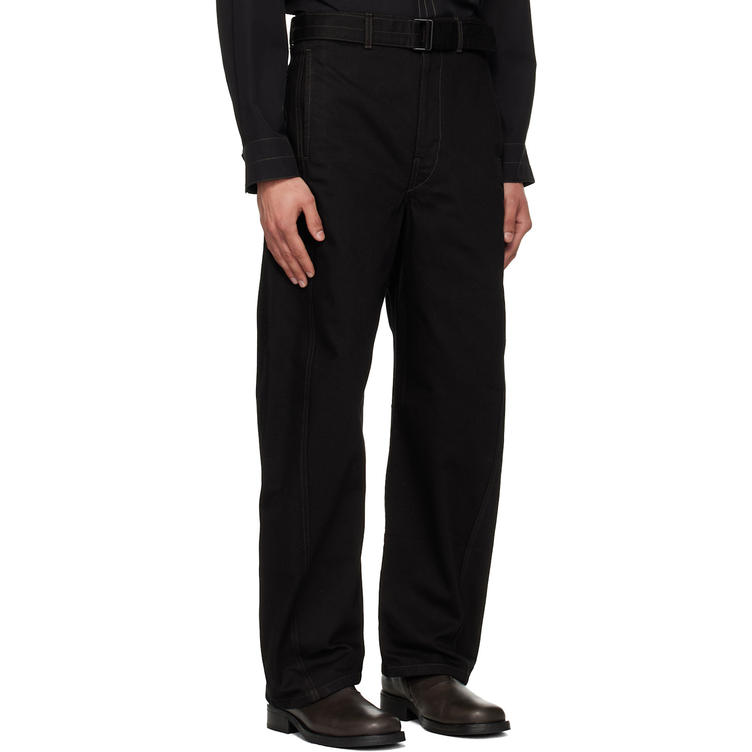  Lemaire Black Twisted Belted Jeans 