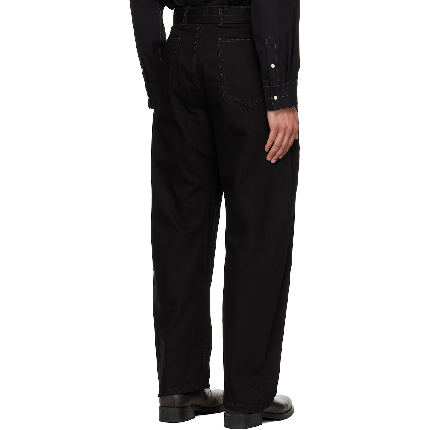  Lemaire Black Twisted Belted Jeans 