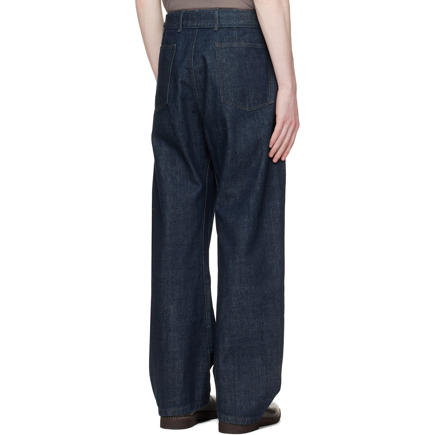  Lemaire Navy Twisted Belted Jeans 