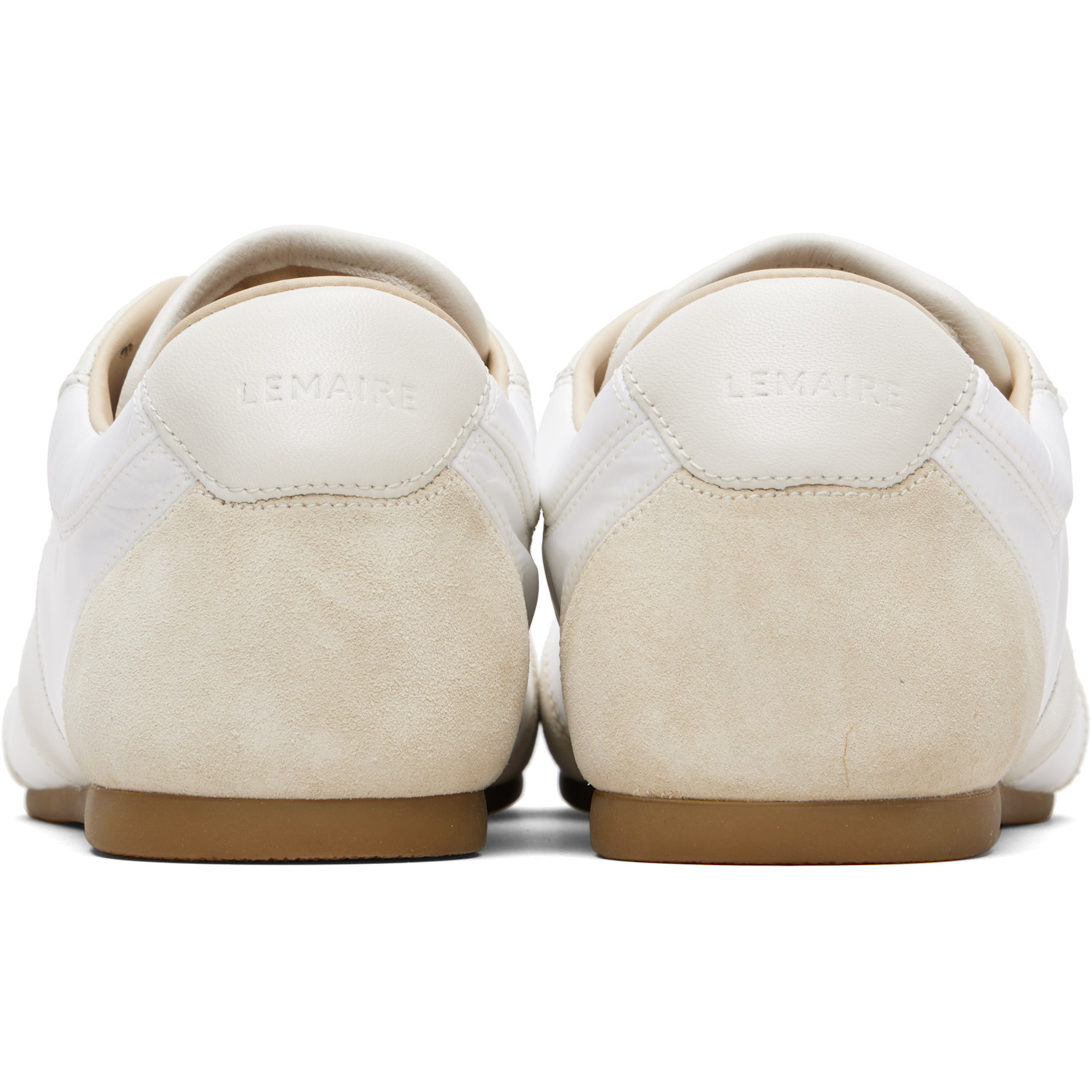  Lemaire White & Beige Soft Runner Sneakers 