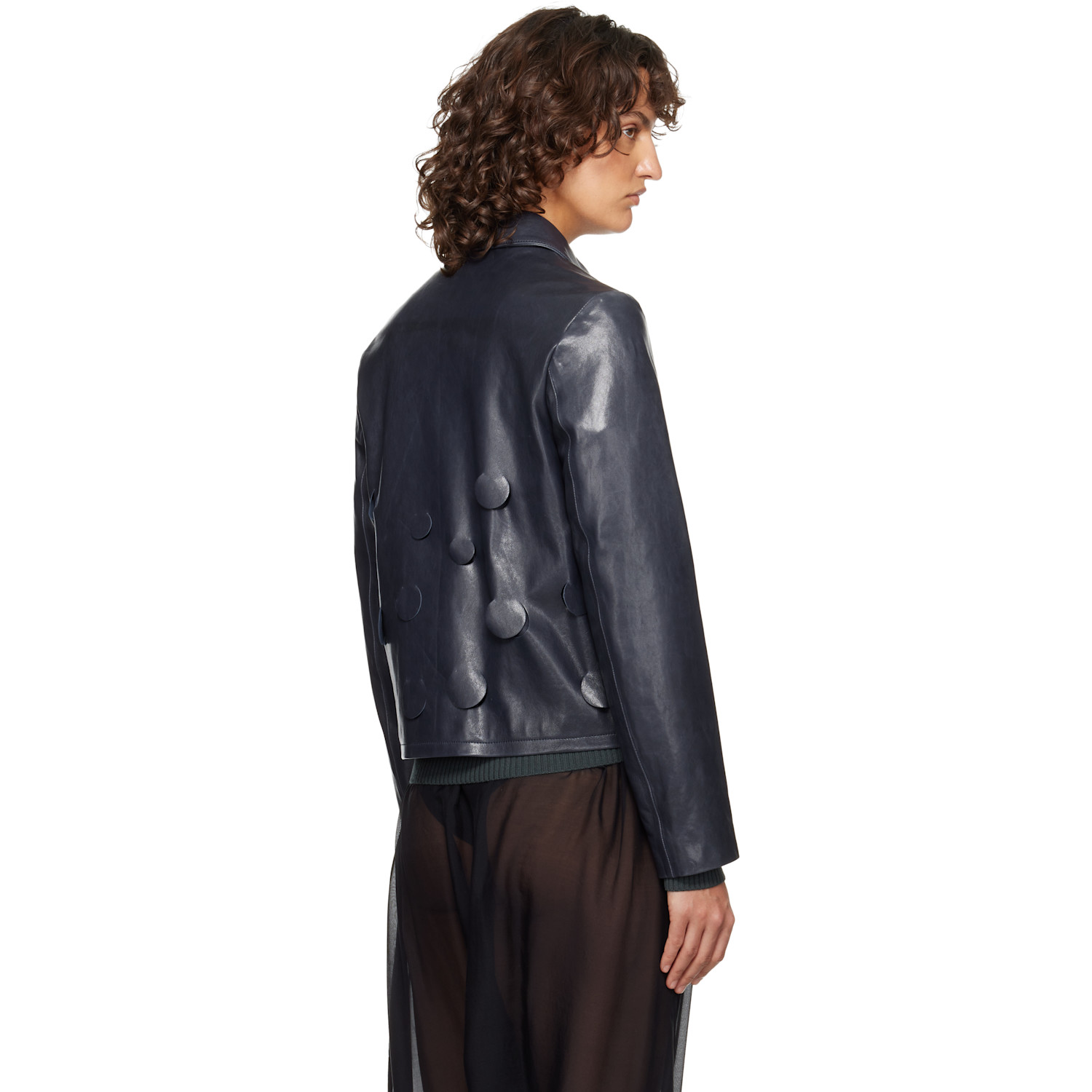  Paloma Wool Navy Candela Leather Jacket 