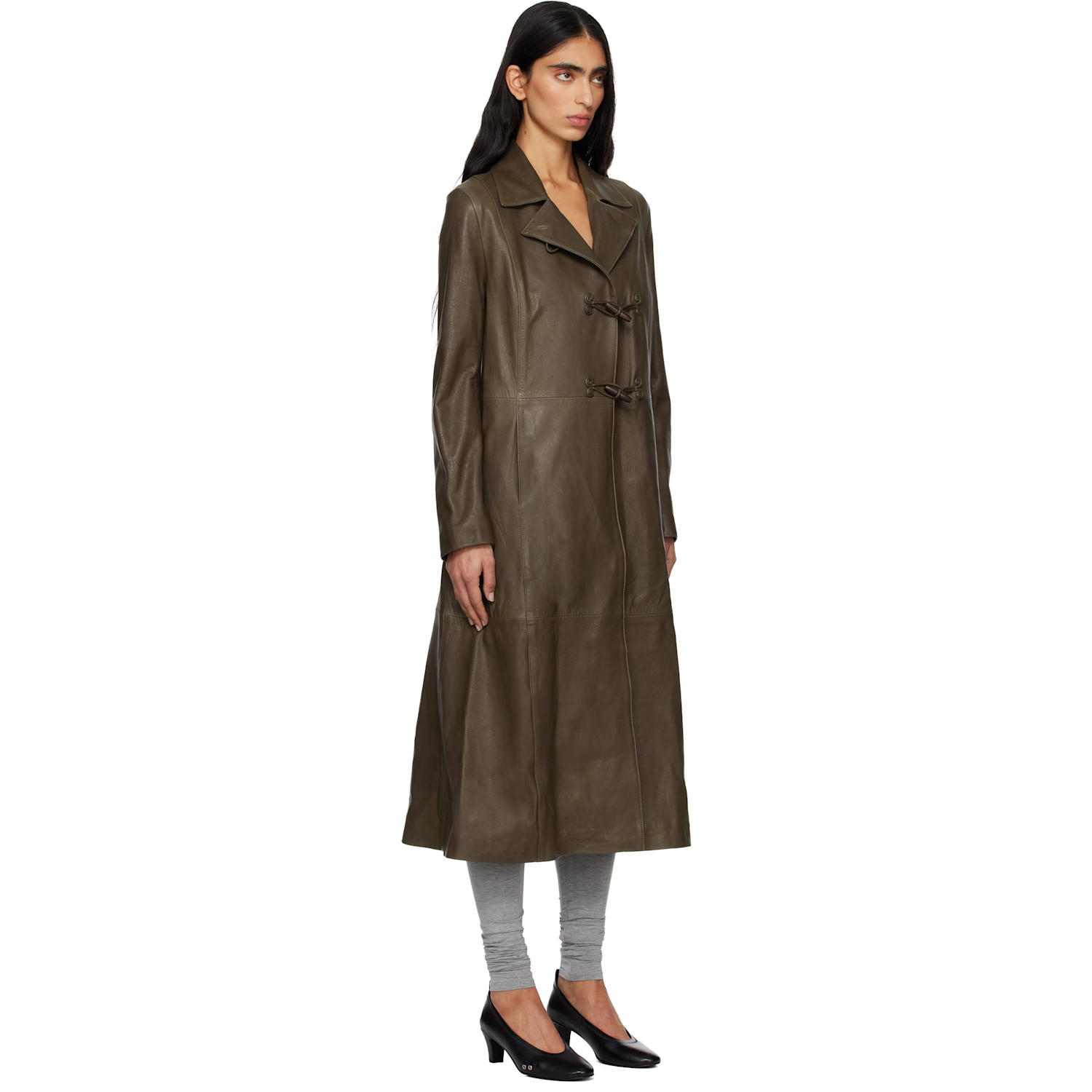  Paloma Wool Khaki Nolan Leather Coat 