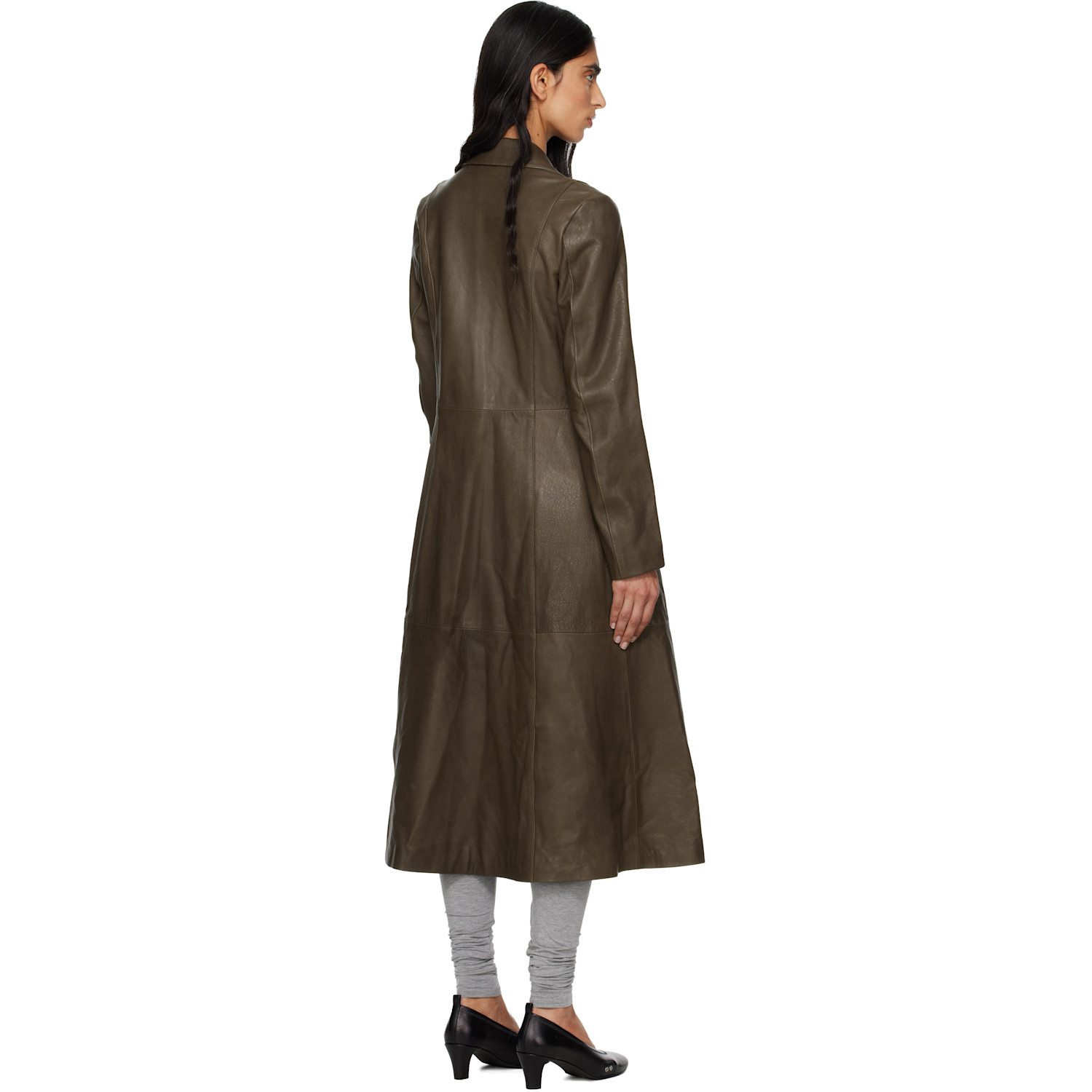  Paloma Wool Khaki Nolan Leather Coat 