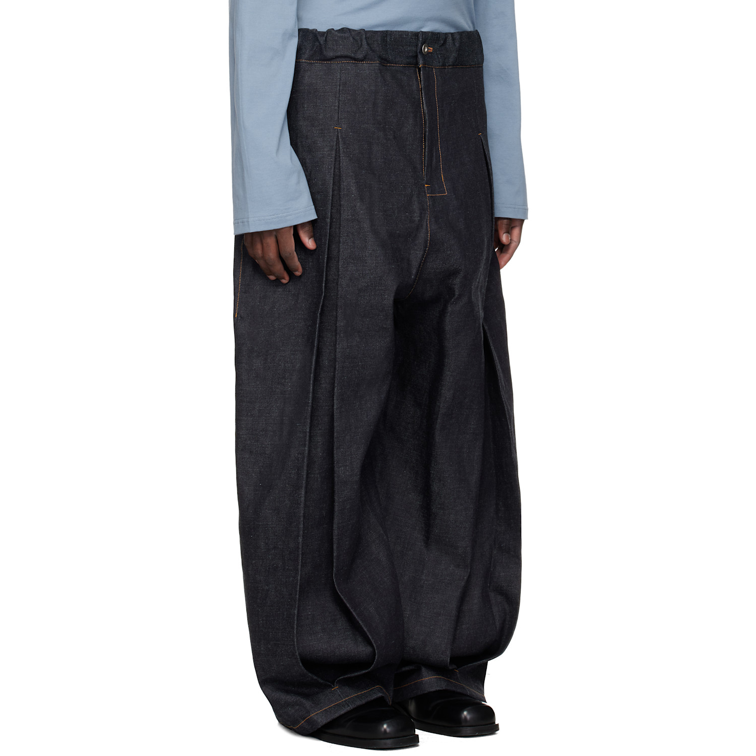  Sage Nation Indigo Box Pleat Denim Jeans 