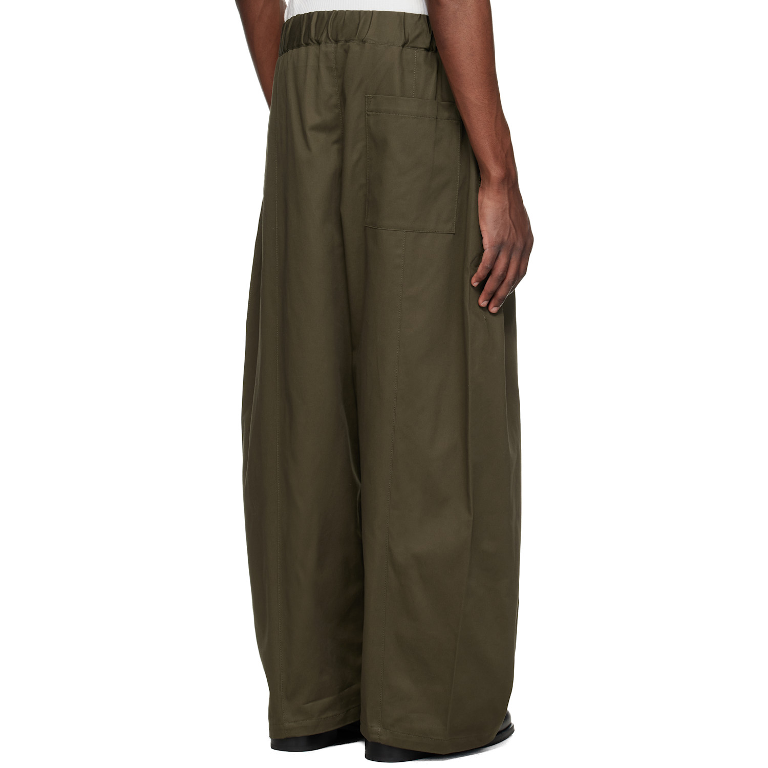  Sage Nation Khaki Box Pleat Trousers 