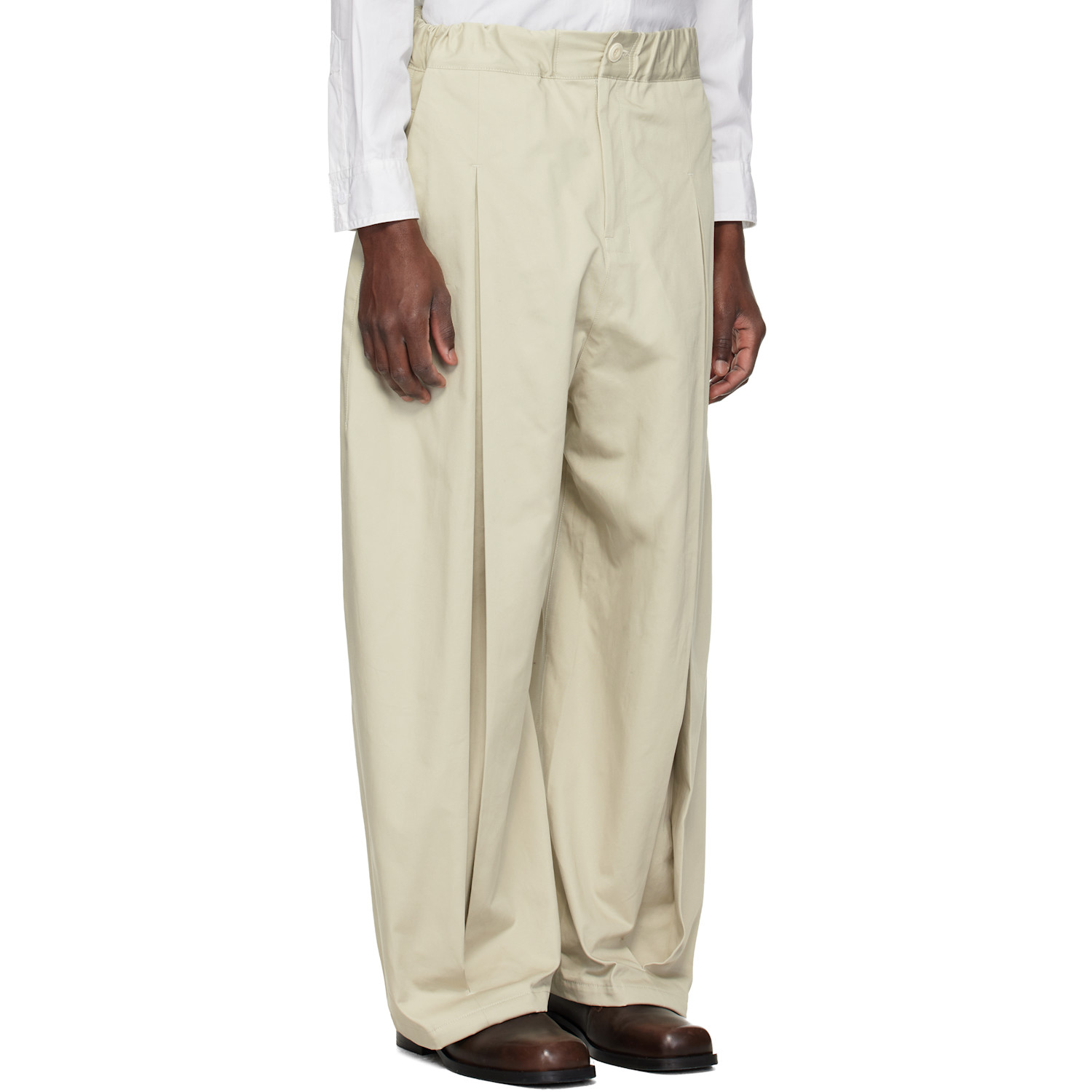  Sage Nation Off-white Box Pleat Trousers 