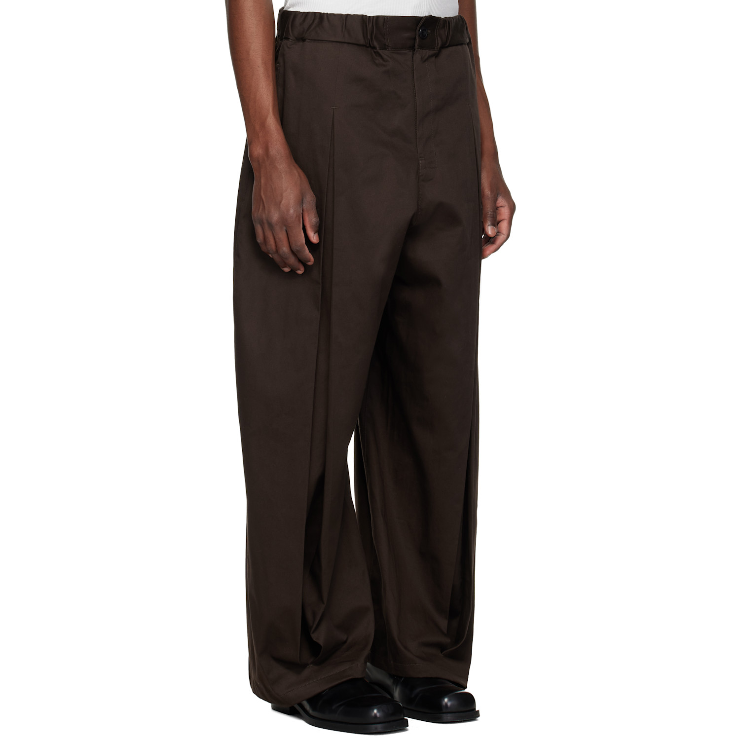  Sage Nation Brown Box Pleat Trousers 