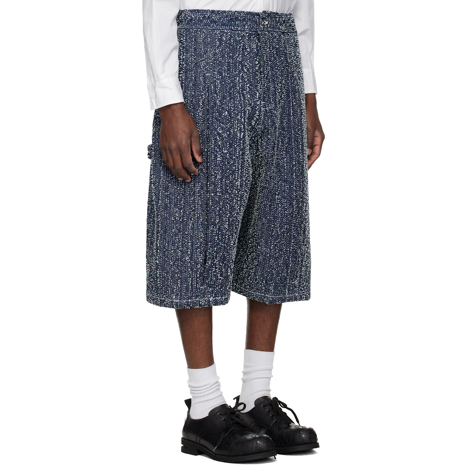  Sage Nation Indigo Box Pleat Denim Shorts 