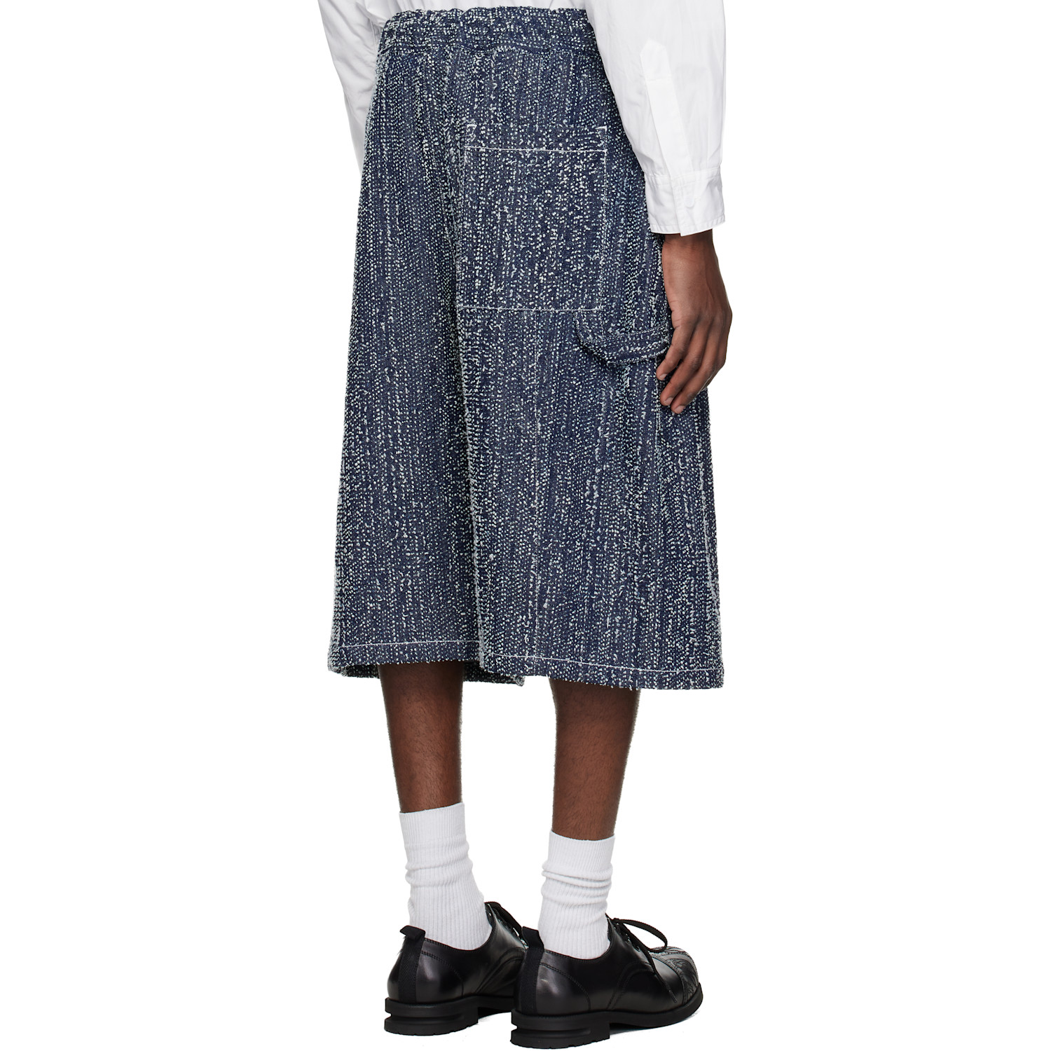  Sage Nation Indigo Box Pleat Denim Shorts 