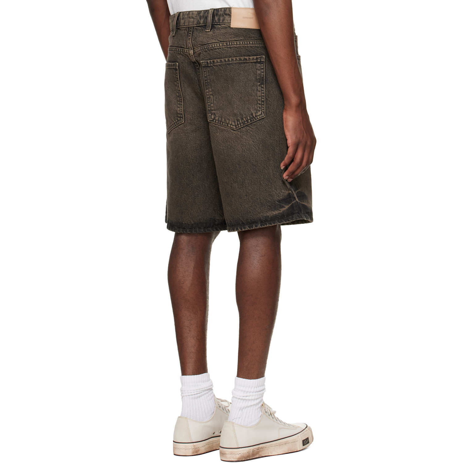  Represent Brown Overdyed Denim Shorts 