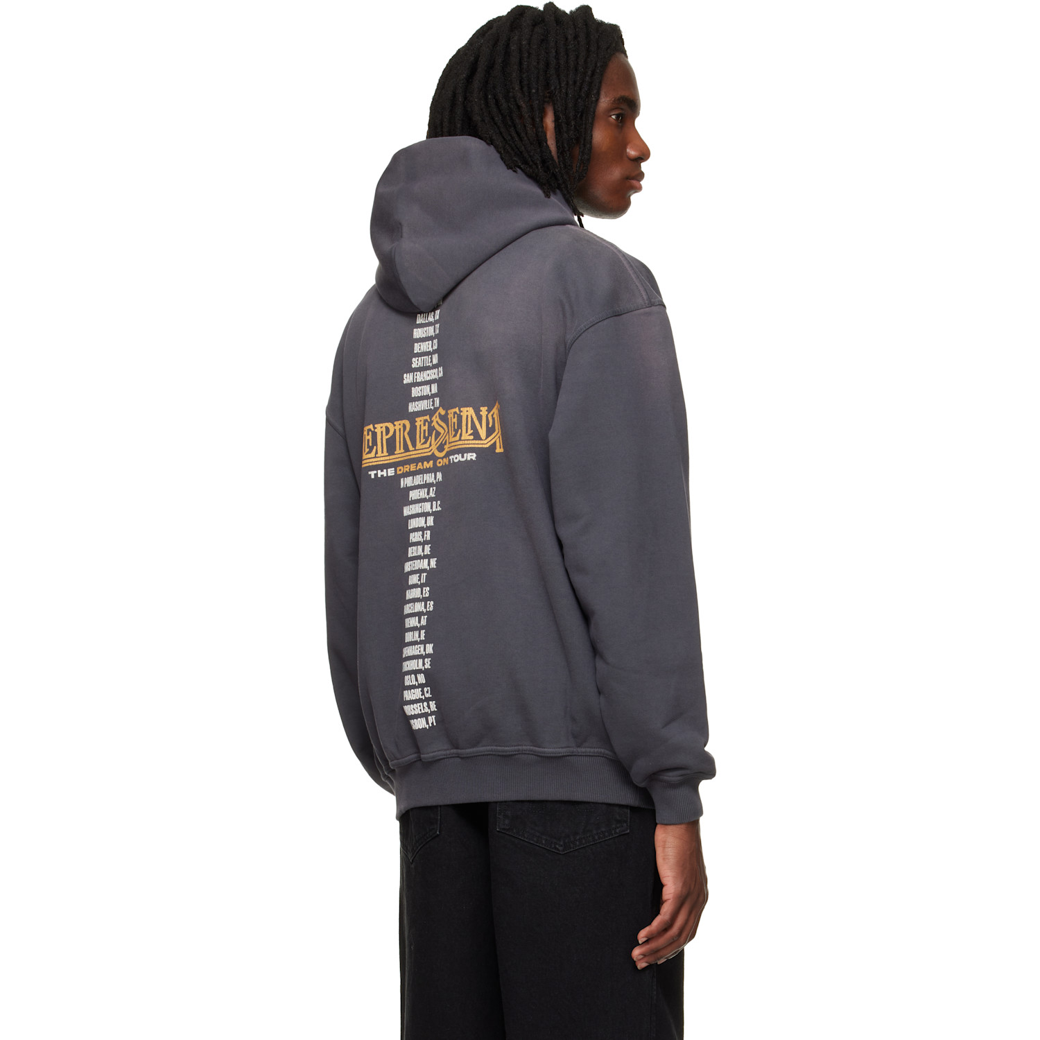  Represent Pull à Capuche Golden Tour Gris 