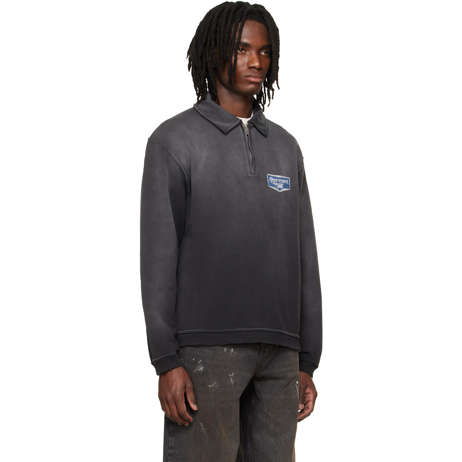  Represent Black 'nothing Faster' Quarter Zip Sweatshirt 