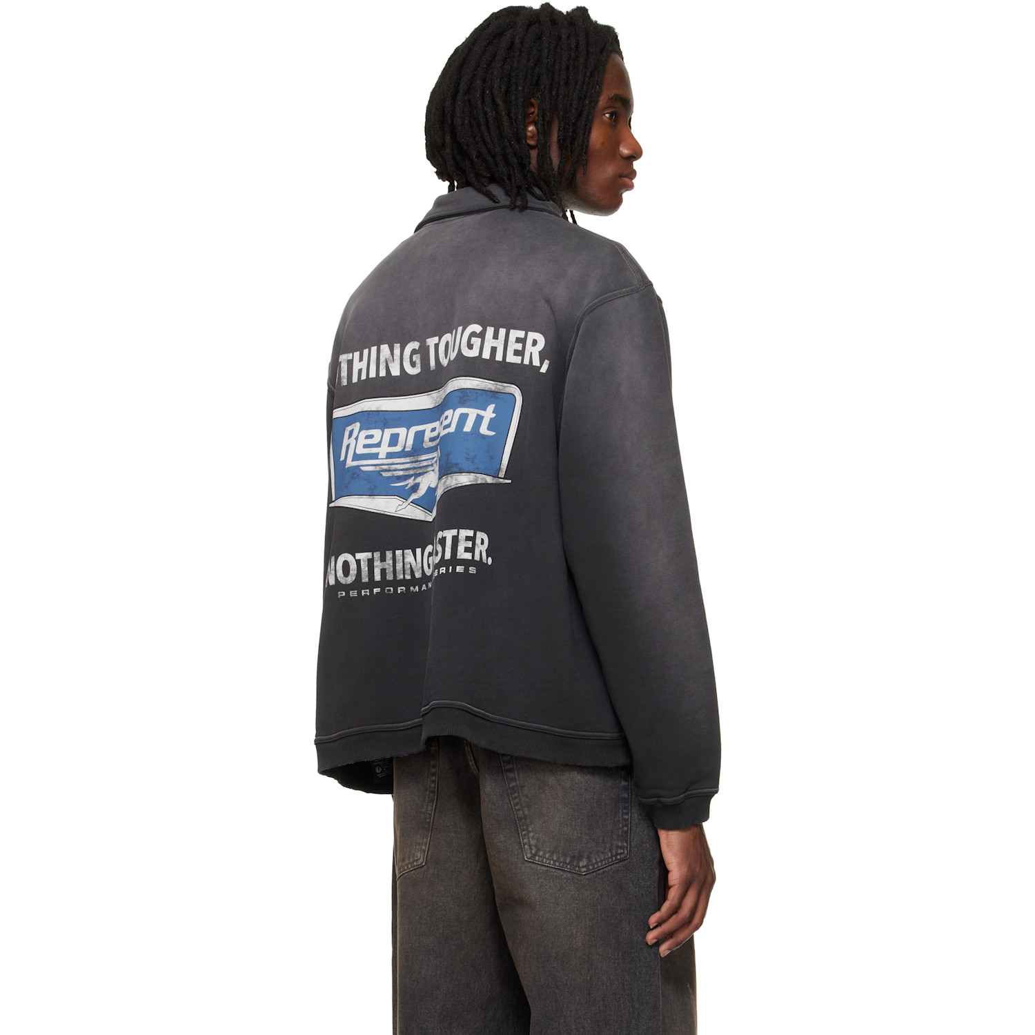  Represent Black 'nothing Faster' Quarter Zip Sweatshirt 