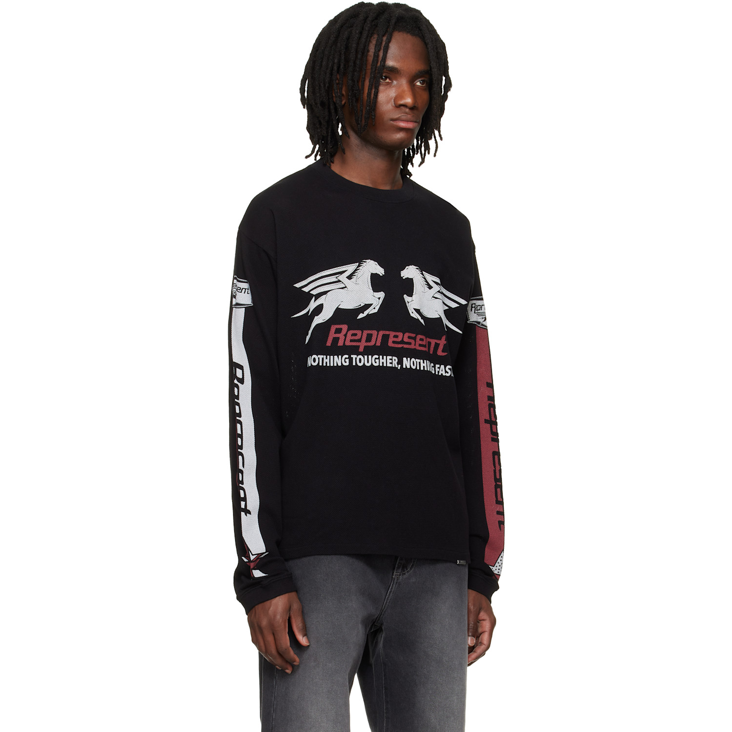  Represent Black Mesh Pegasus Long Sleeve T-shirt 