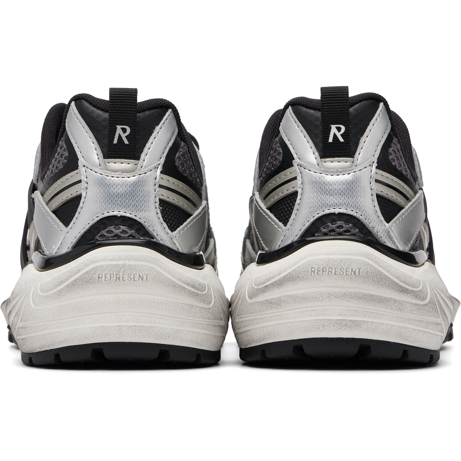  Represent Silver & Black Storm Runner Sneakers 