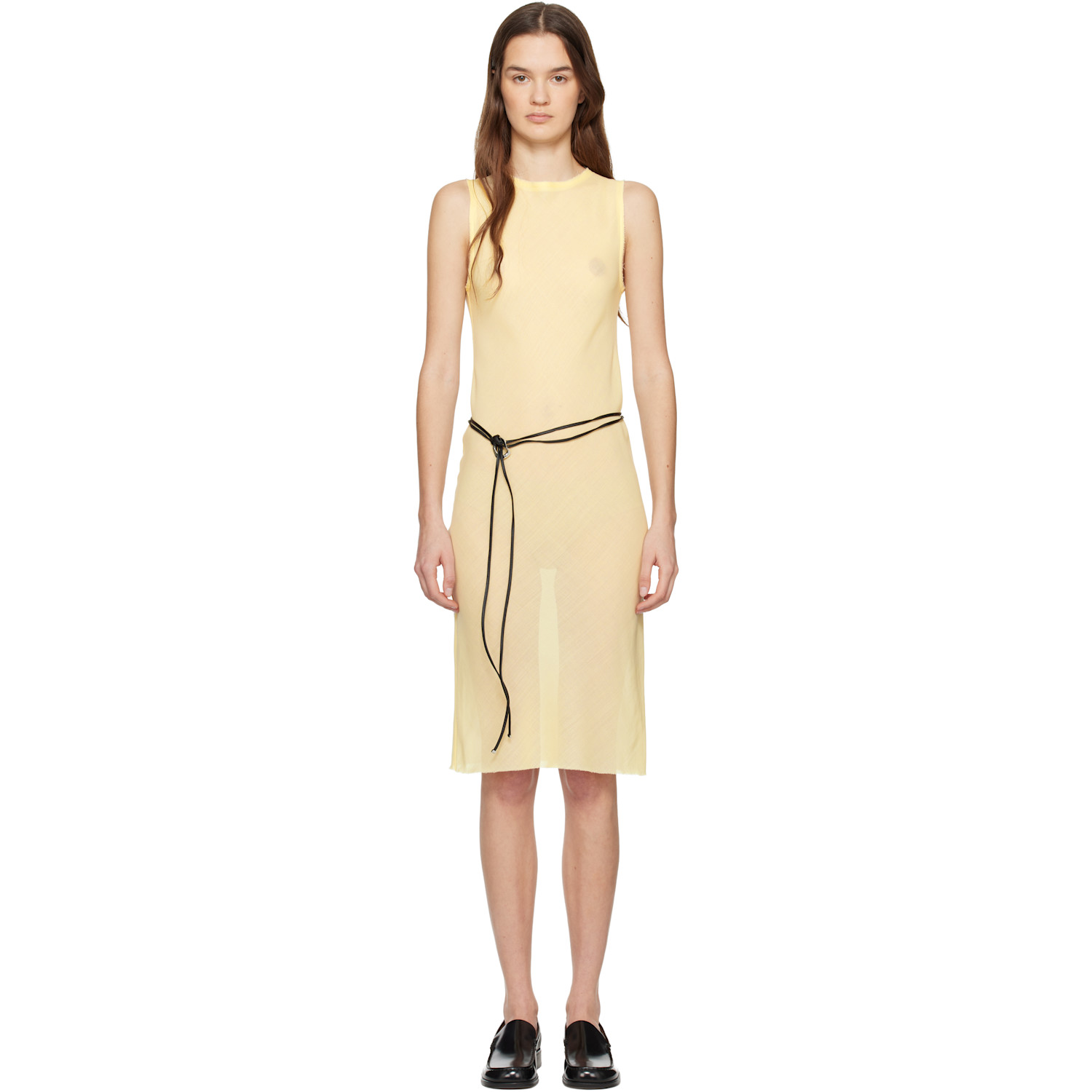 Rier Yellow Wool Gauze Minidress