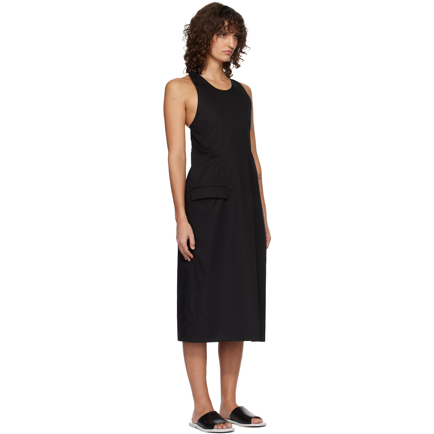  Rier Black Suit Apron Midi Dress 
