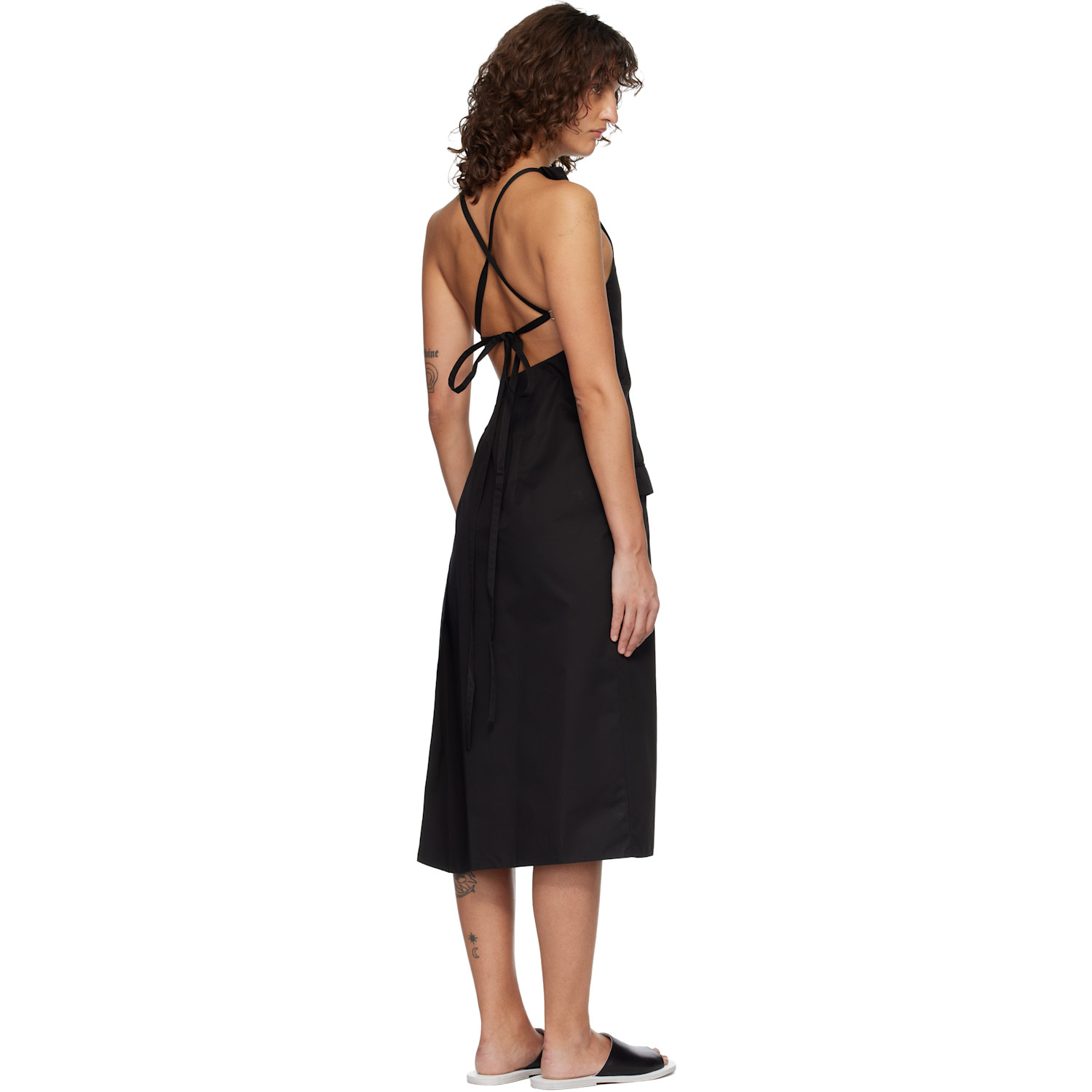  Rier Black Suit Apron Midi Dress 
