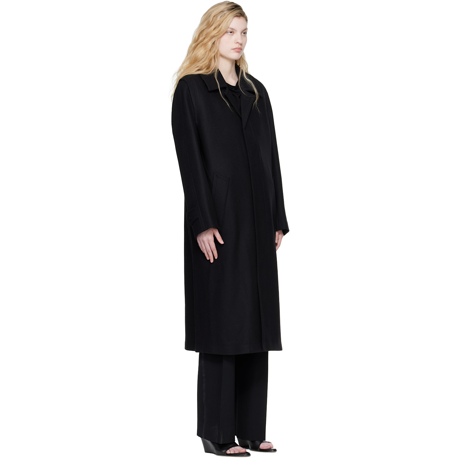  Rier Black Classic Loden Coat 