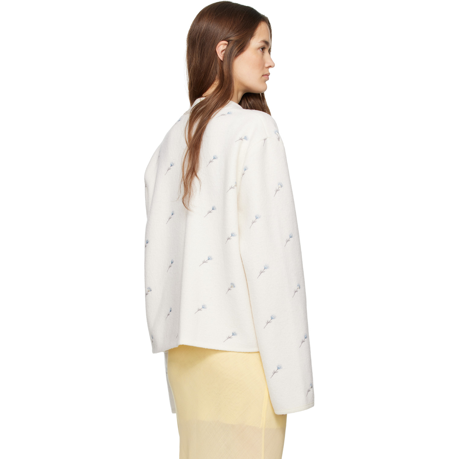 Rier White City Crop Flowers Walker Jacket 