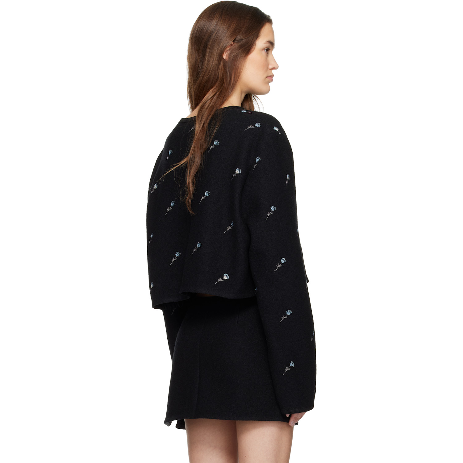  Rier Black City Crop Flowers Walker Jacket 
