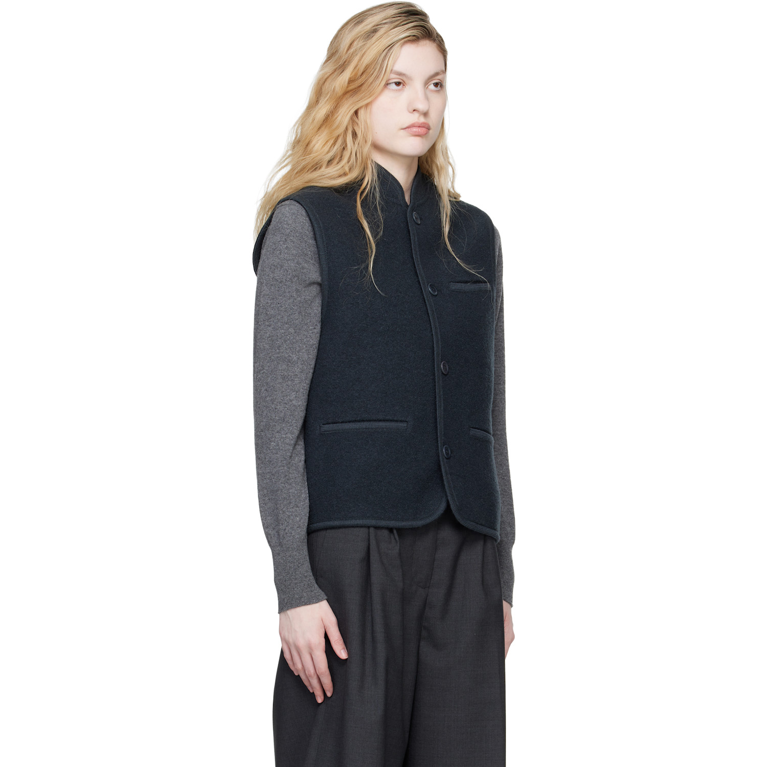  Rier Gray Boxy Walker Vest 