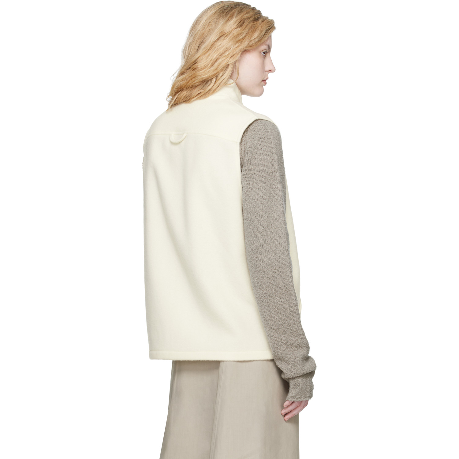  Rier Off-white Fleece Full Zip Vest 