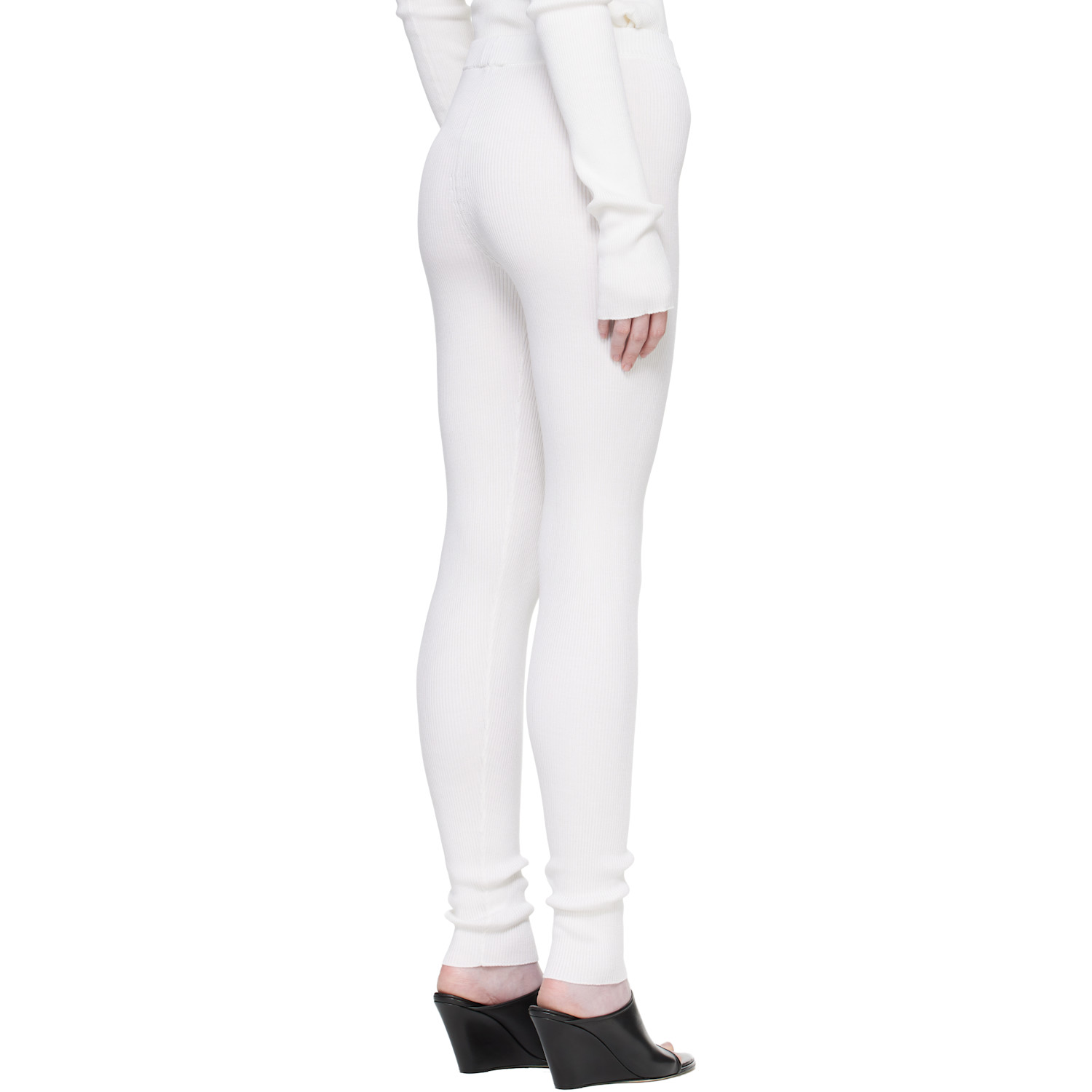 Rier Off-white Fine Rib Silk Longjohn Leggings 