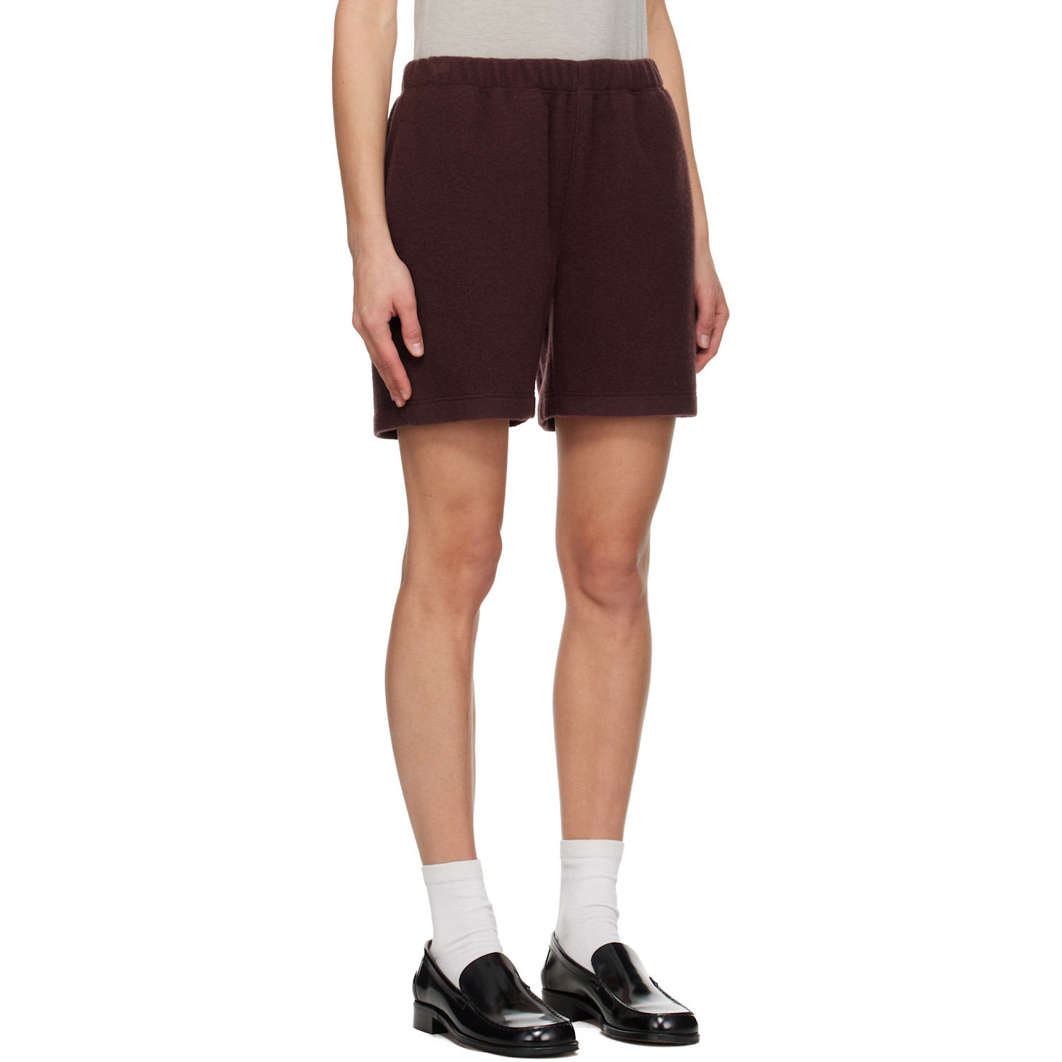  Rier Ssense Exclusive Burgundy Fleece Shorts 
