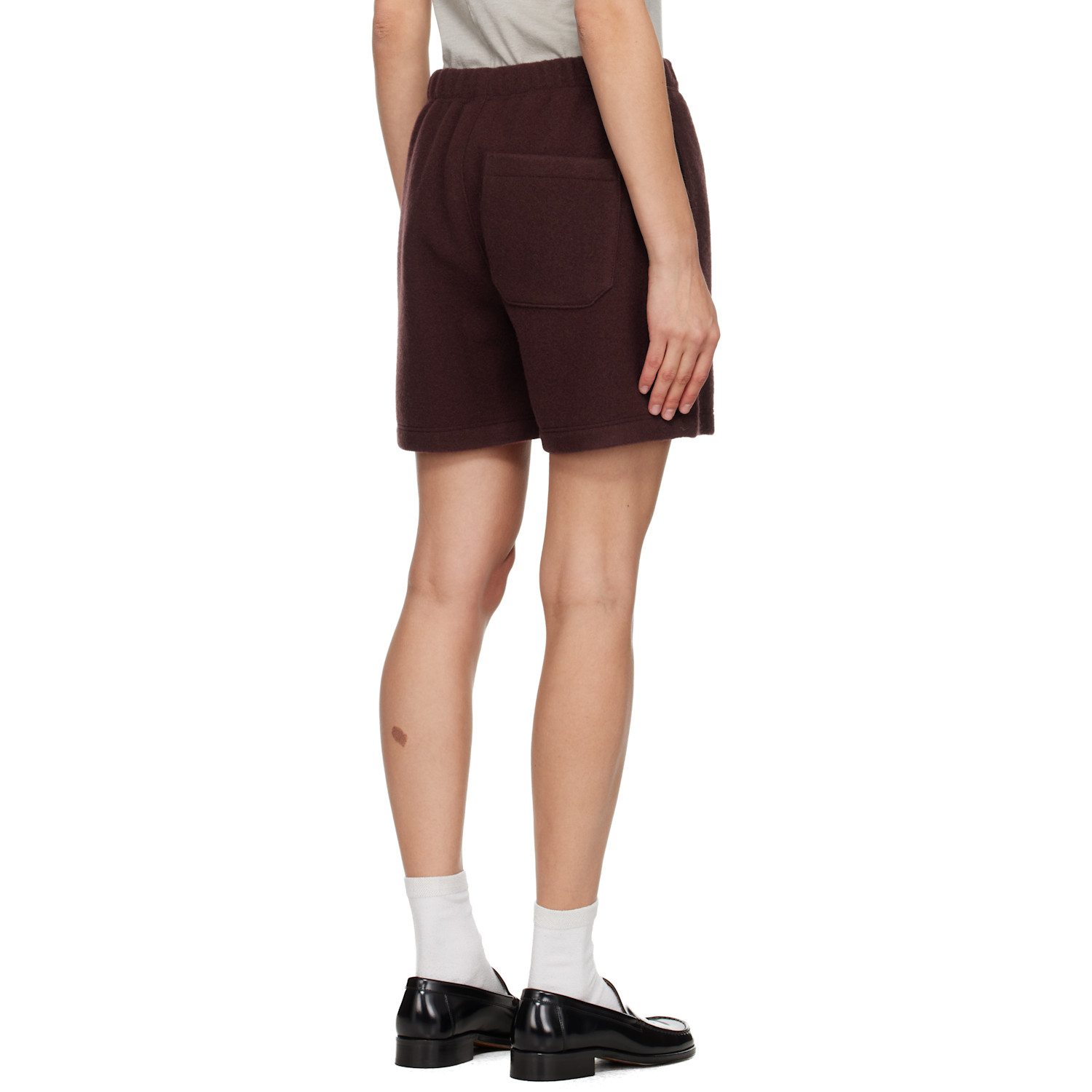  Rier Ssense Exclusive Burgundy Fleece Shorts 