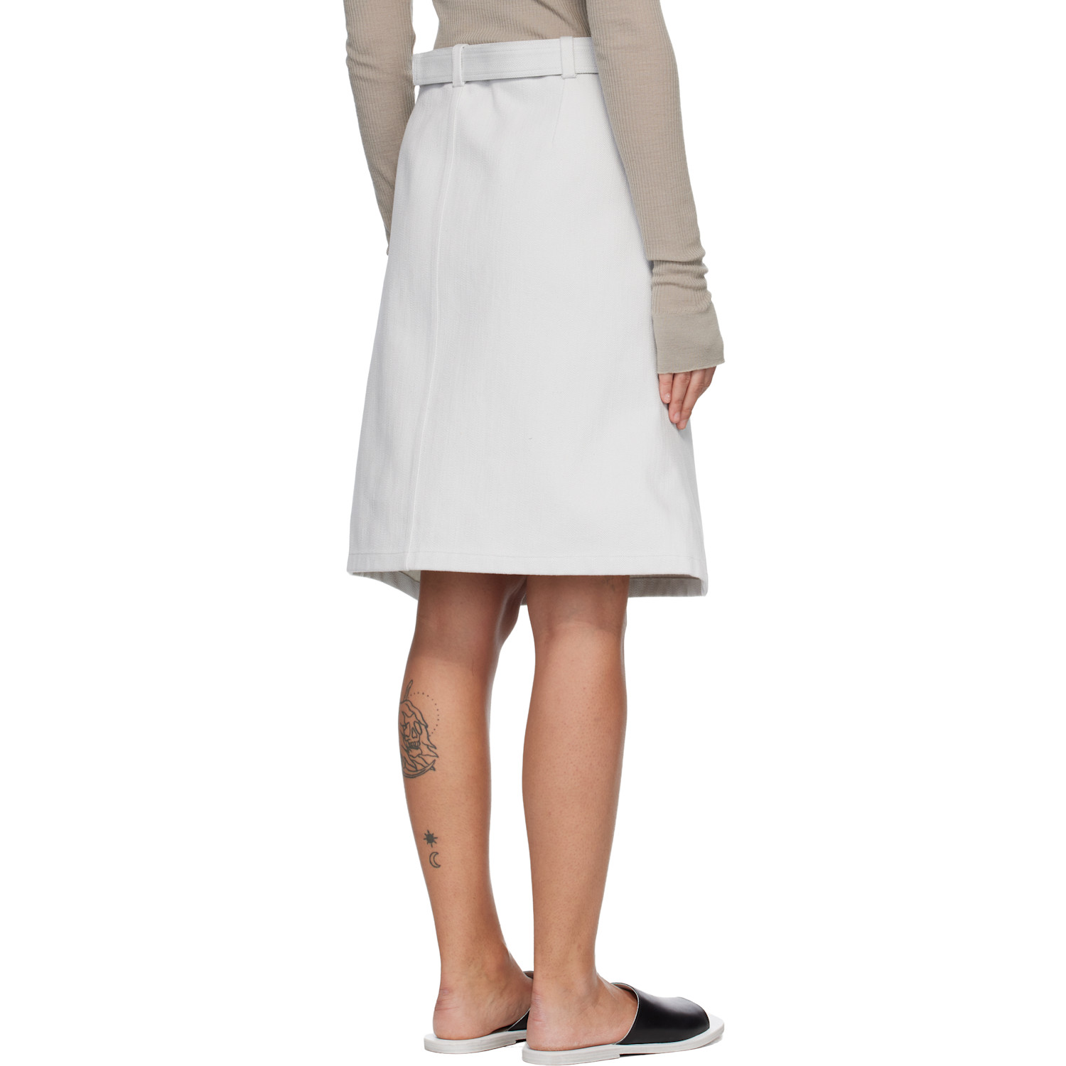  Rier Off-white Gabardine Inox Rustic Midi Skirt 
