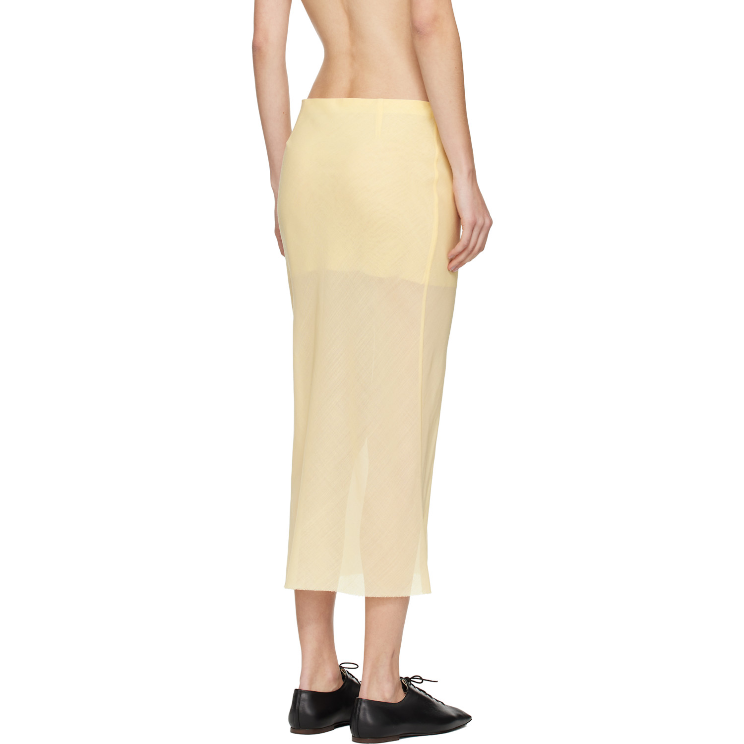  Rier Yellow Wool Gauze Midi Skirt 