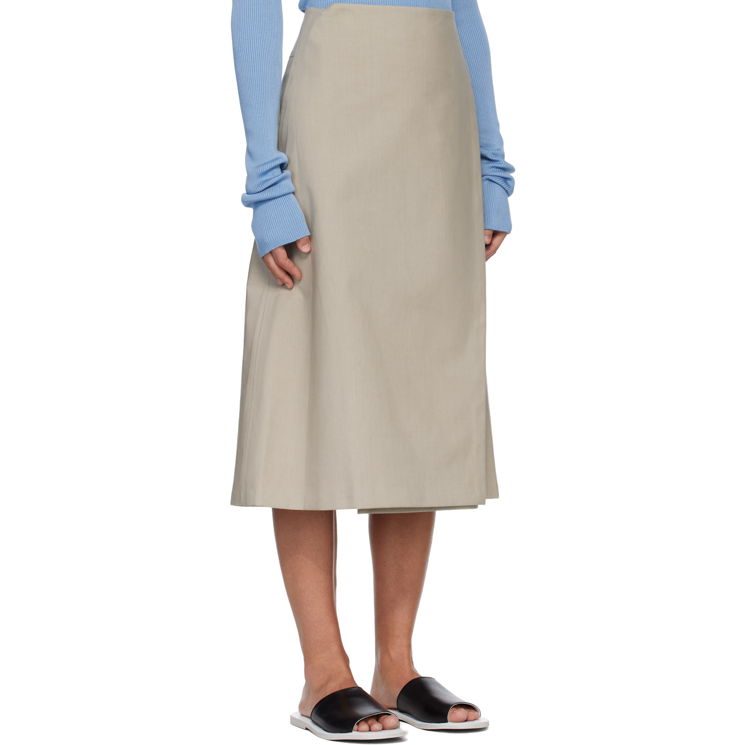  Rier Beige Cotton Bonded Midi Skirt 